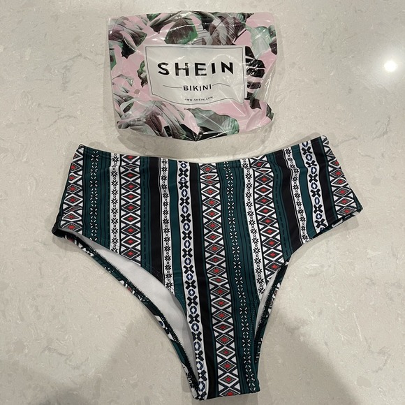SHEIN Other - New Shein Women's Aztec Stripe Bikini Swimsuit Bottoms High Waist Boho Sz Small